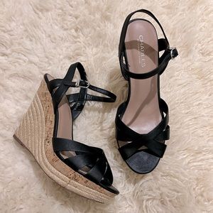 ☀️Charles David Black Wedge Sandal